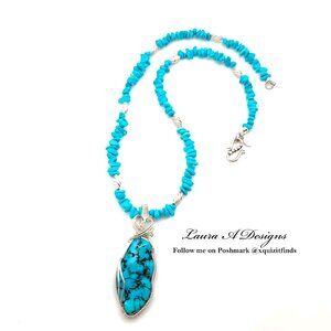 Handcrafted Sleeping Beauty Mine Turquoise and Sterling Silver Necklace